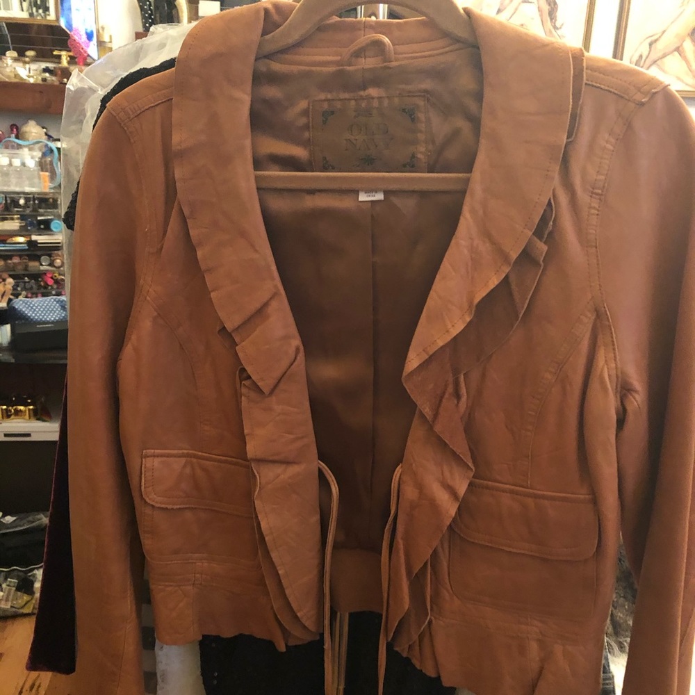 COPY - Genuine leather jacket waste length, worn twice!